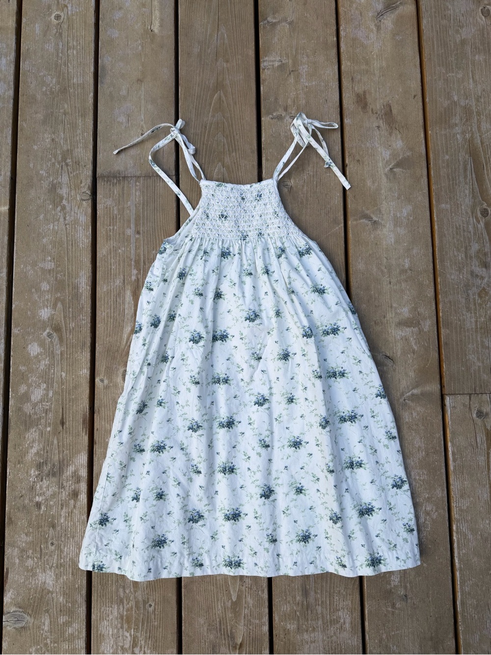 Brock Collection x Minnow Blue Floral Tie-Shoulder Girls' Sundress Size 7/8